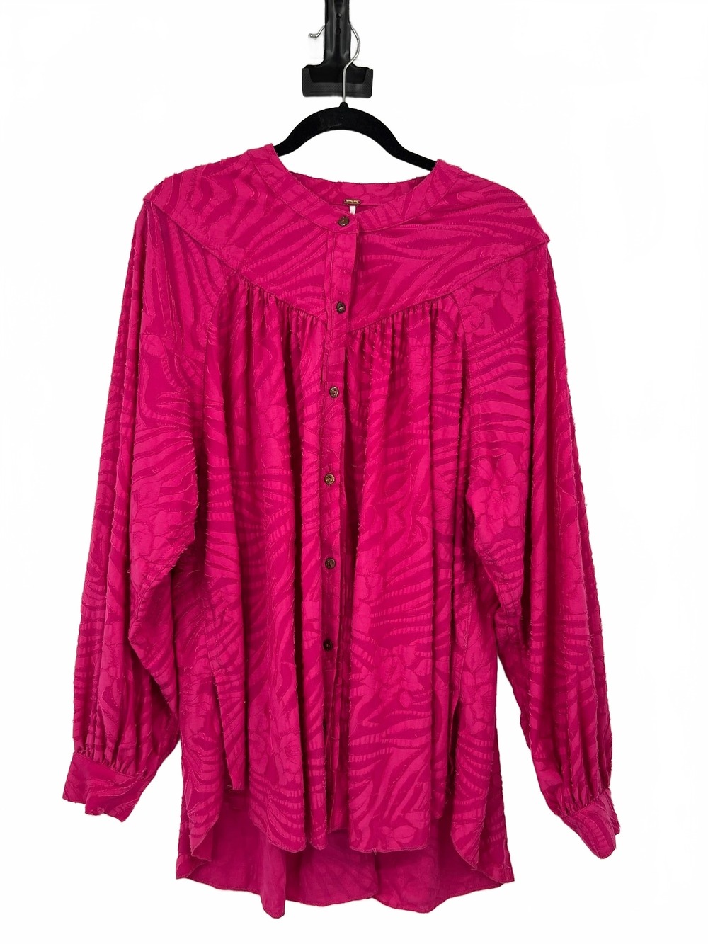 Free People Pink Textured Button-Down Blouse | Women’s L